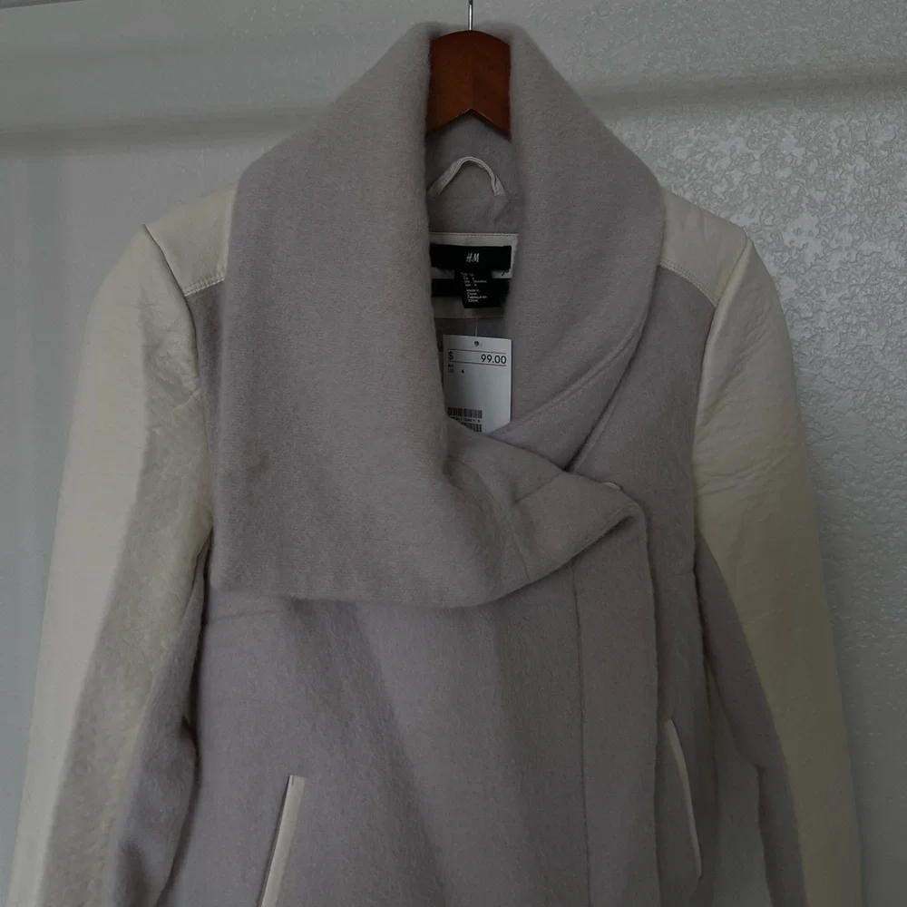 Cream leather & lavender cotton leaver jacket - Picture 9 of 13